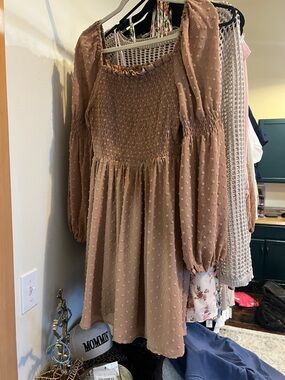 Promesa Dusty Rose Smocked Midi Dress